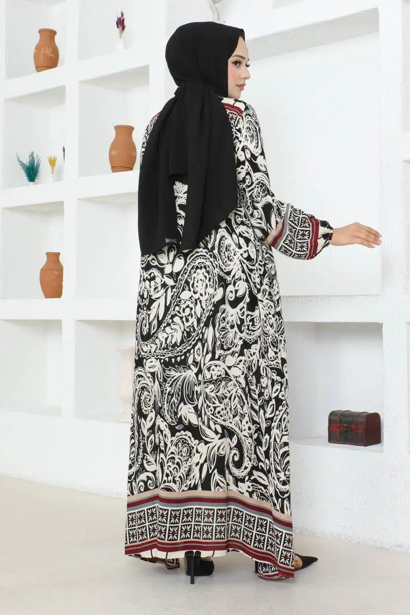 Püskül Detaylı Viskon Elbise Siyah-detail