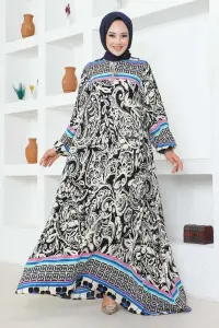 Püskül Detaylı Viskon Elbise Lacivert