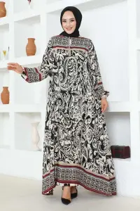 Püskül Detaylı Viskon Elbise Siyah