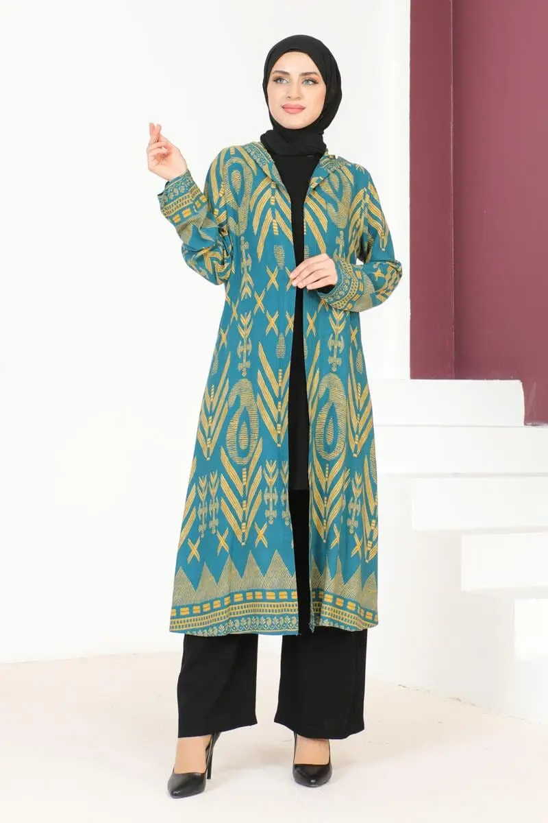 Renkli Tesettür Takım Petrol-detail