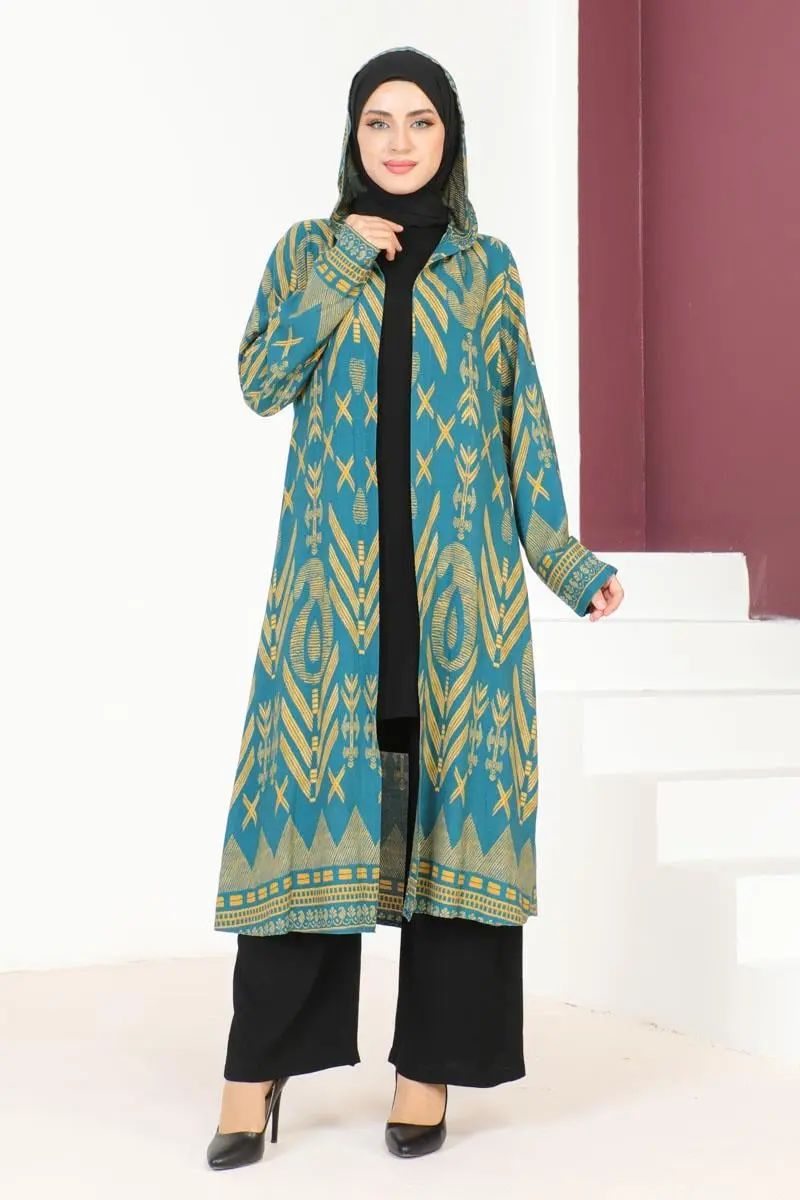 Renkli Tesettür Takım Petrol-detail