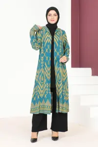 Renkli Tesettür Takım Petrol