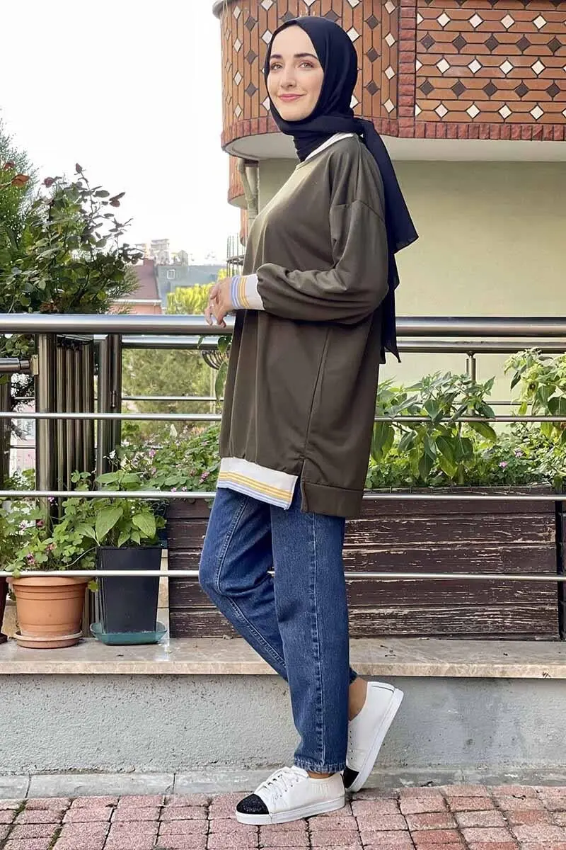 Ribana Çizgili Sweat-detail