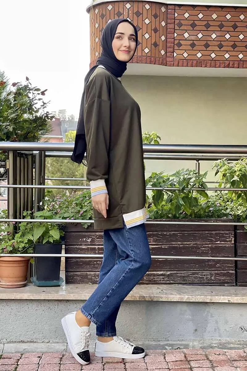 Ribana Çizgili Sweat-detail