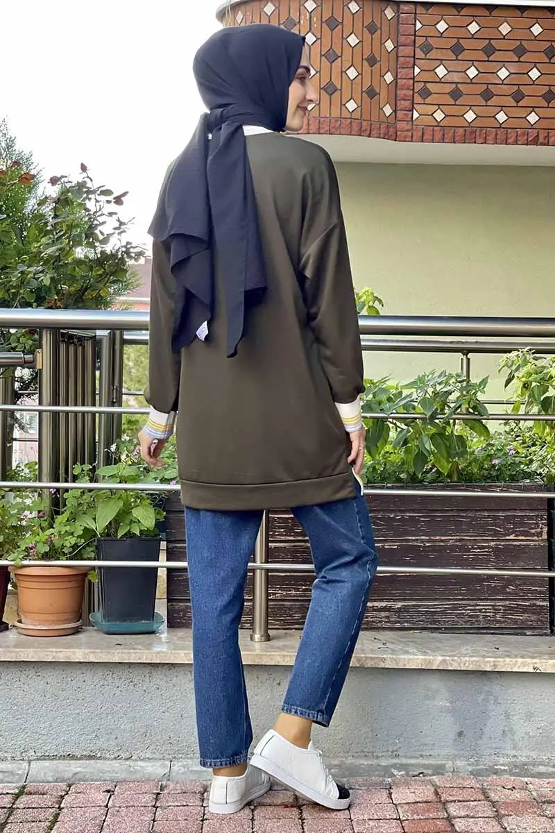 Ribana Çizgili Sweat-detail