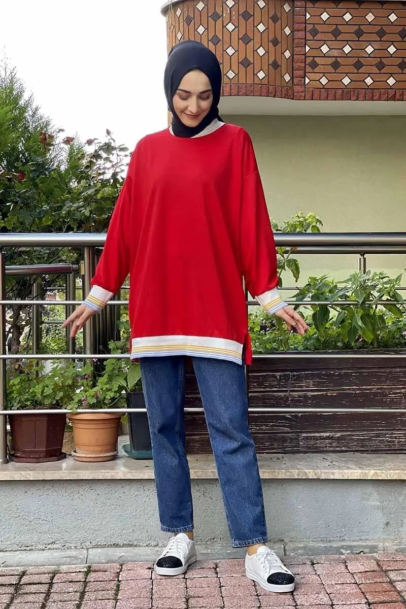 Ribana Çizgili Sweat-detail