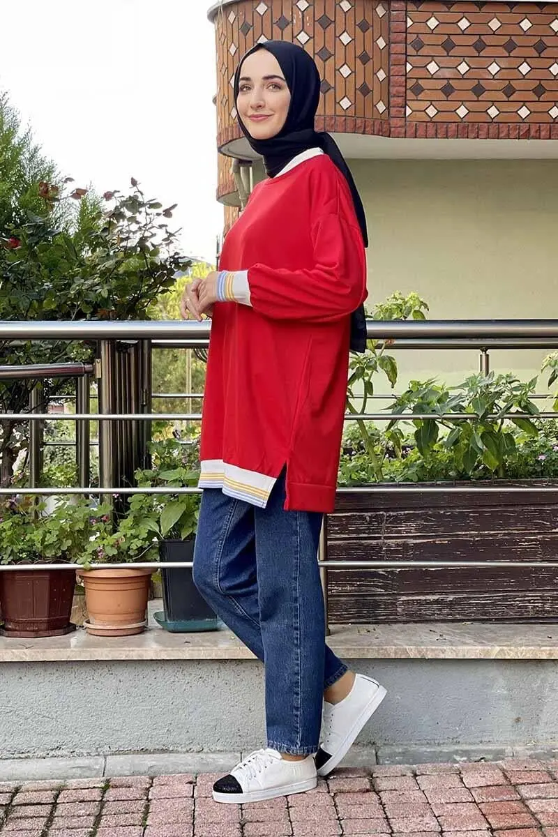 Ribana Çizgili Sweat-detail