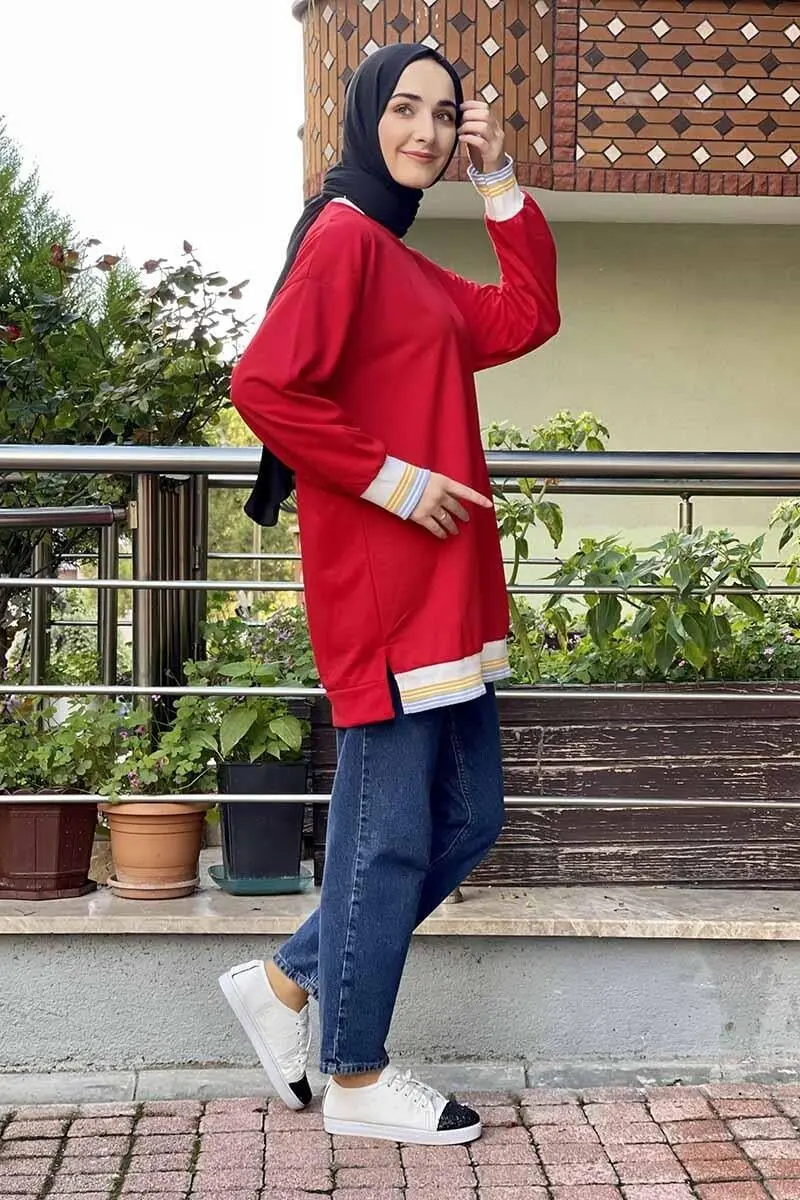 Ribana Çizgili Sweat-detail