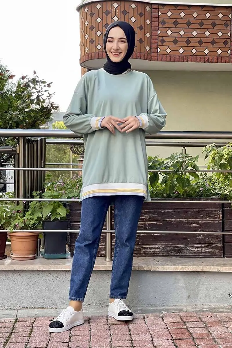 Ribana Çizgili Sweat-detail