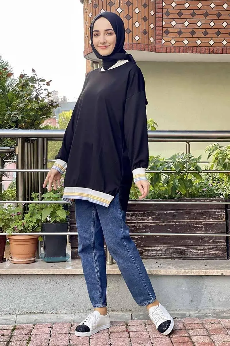 Ribana Çizgili Sweat-detail