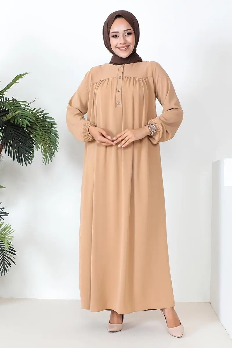 Robalı Aerobin Elbise Camel-detail