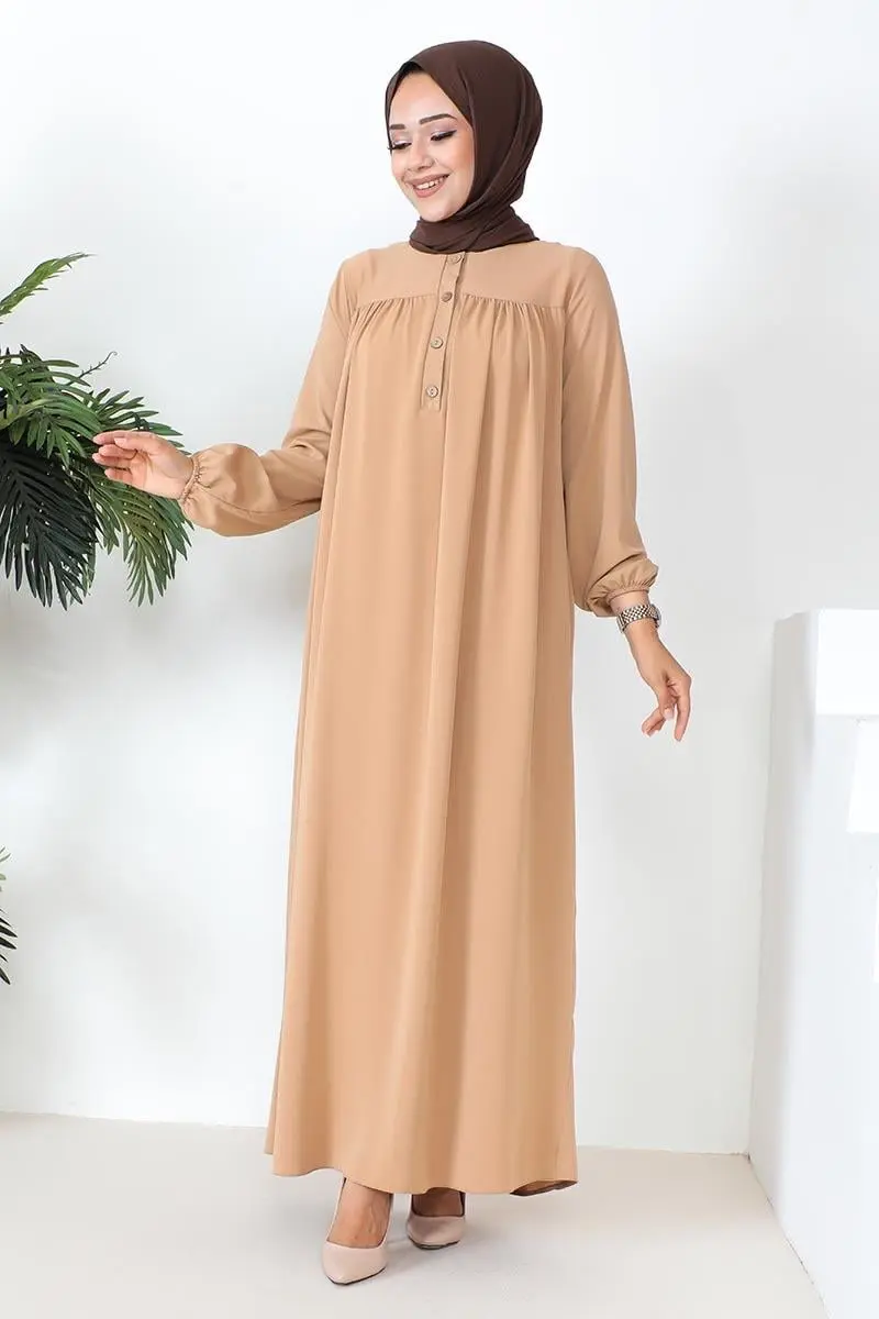 Robalı Aerobin Elbise Camel-detail