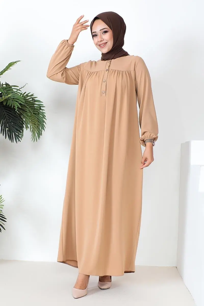 Robalı Aerobin Elbise Camel-detail