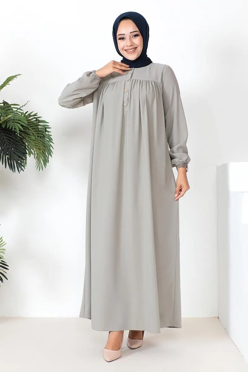 Robalı Aerobin Elbise Gri-detail