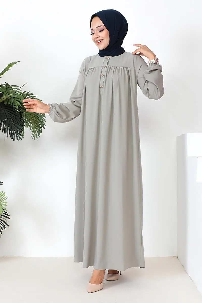 Robalı Aerobin Elbise Gri-detail