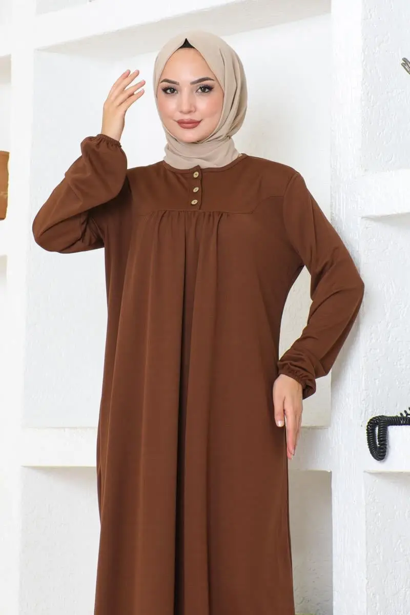 Robalı Tesettür Spor Elbise Kahverengi-detail
