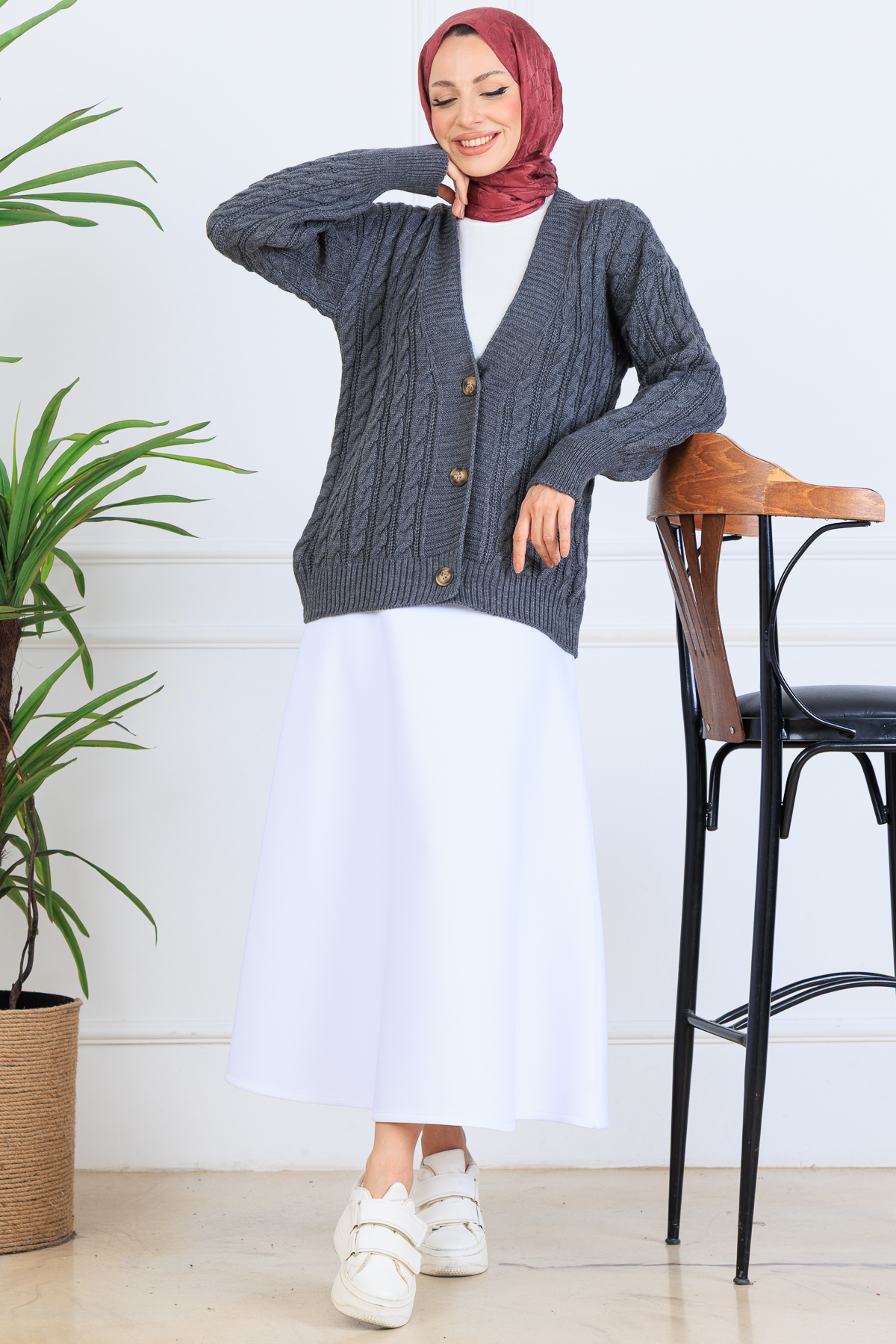 Saç Örgü Kısa Triko Hırka