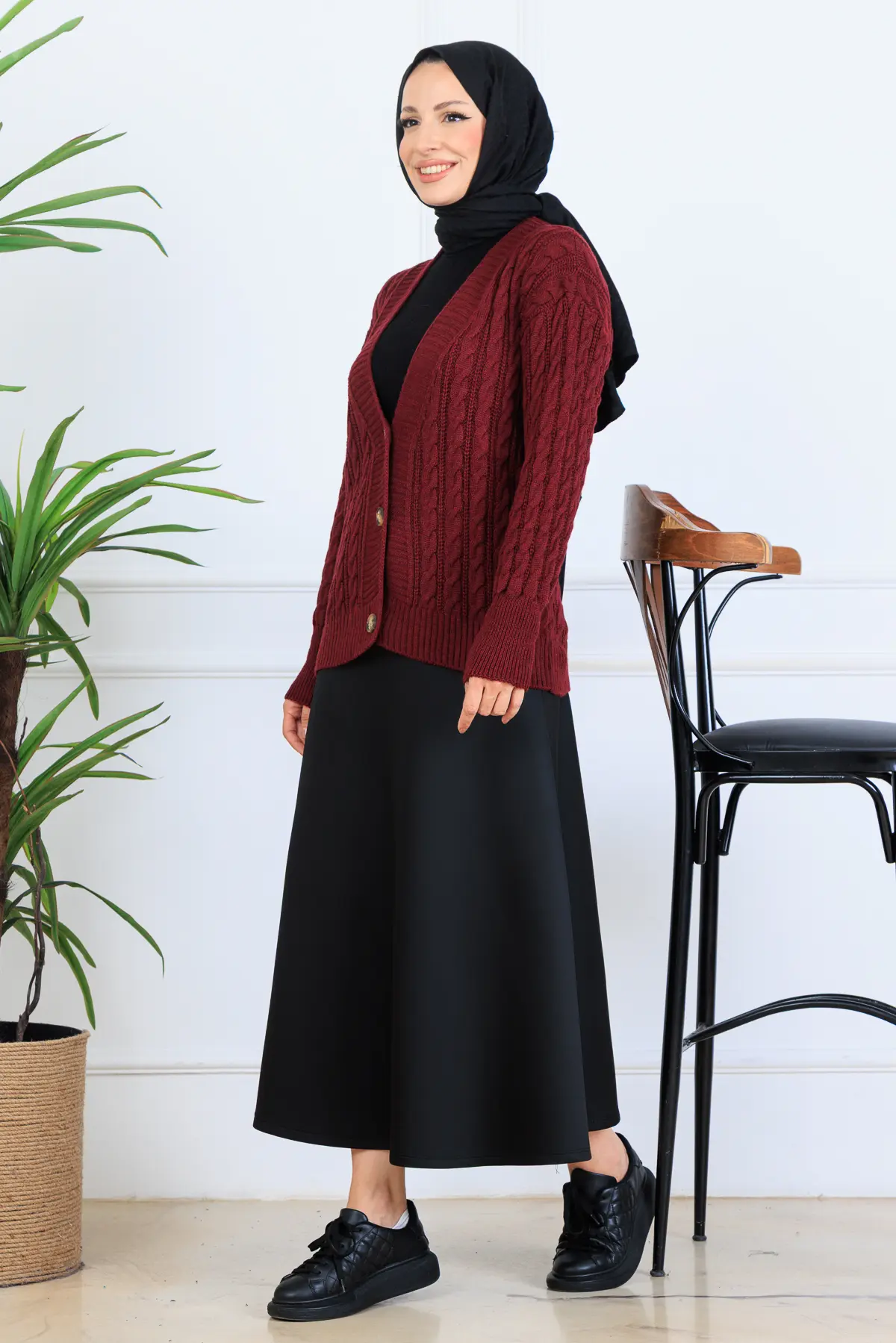 Saç Örgü Kısa Triko Hırka-detail