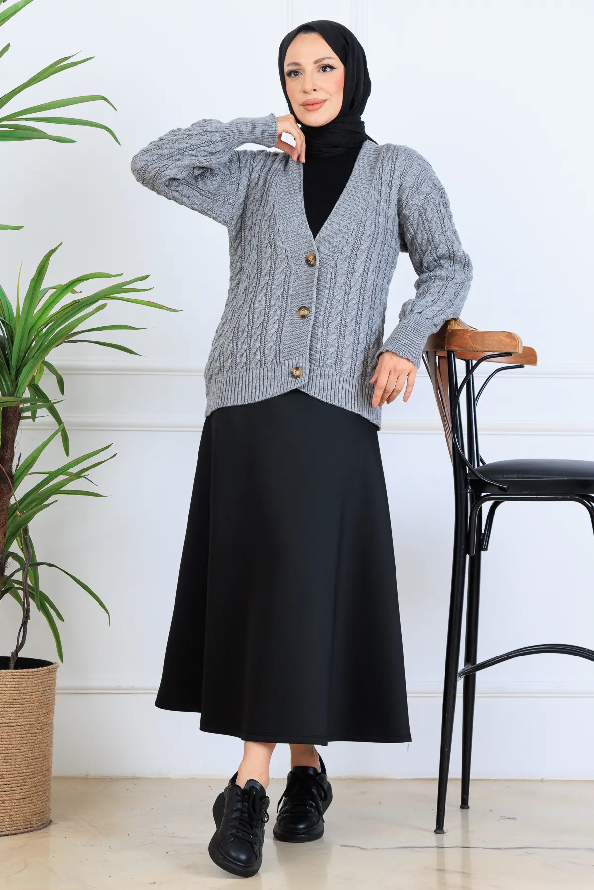 Saç Örgü Kısa Triko Hırka