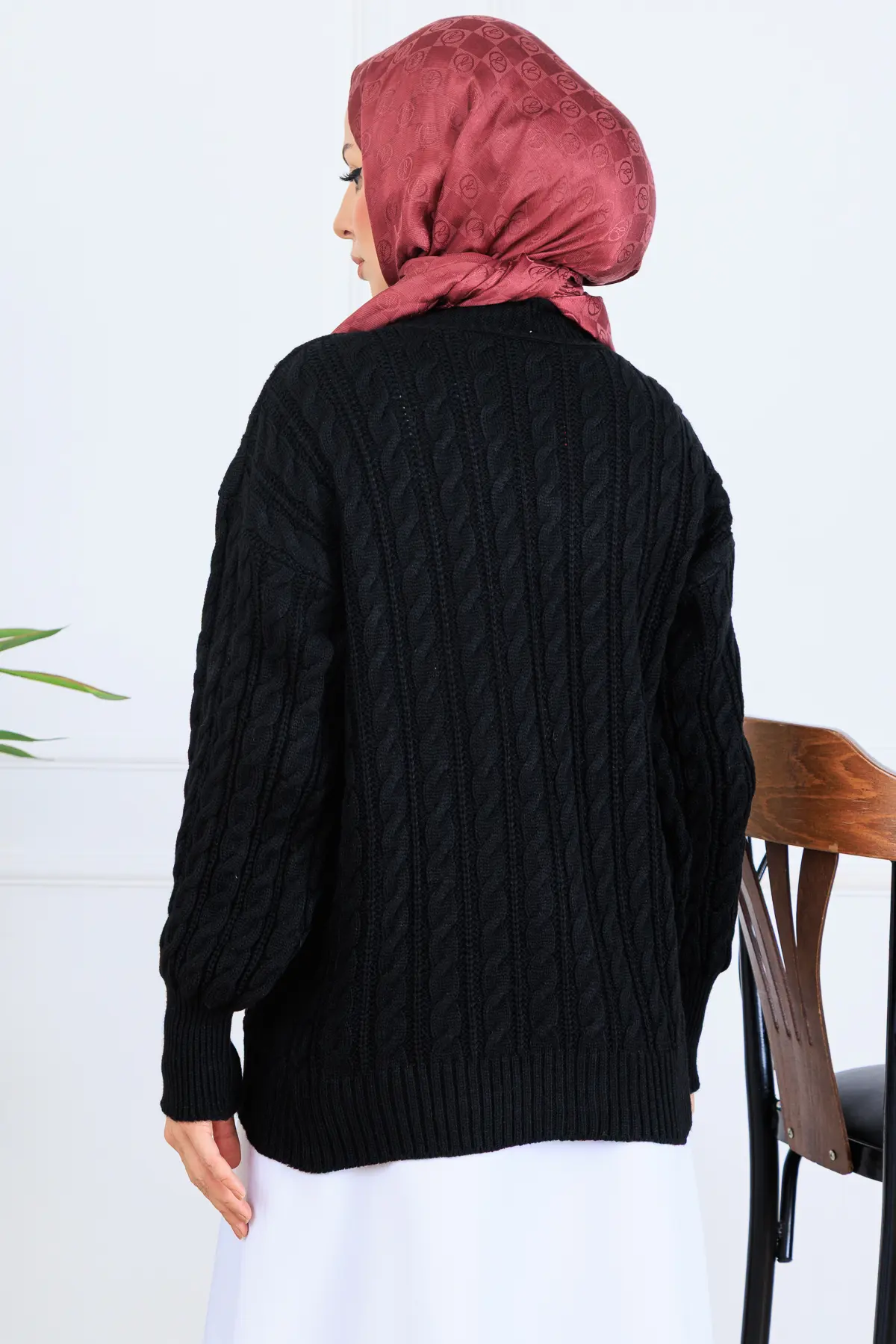 Saç Örgü Kısa Triko Hırka-detail