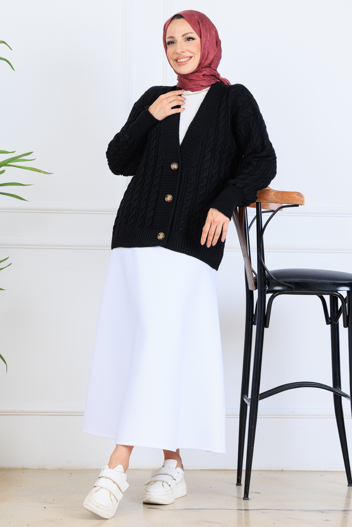 Saç Örgü Kısa Triko Hırka