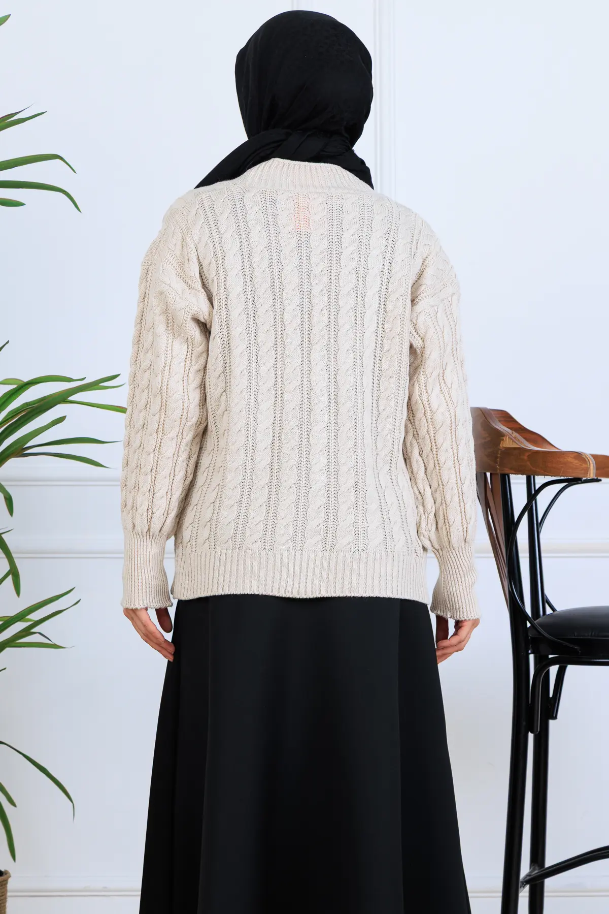 Saç Örgü Kısa Triko Hırka-detail