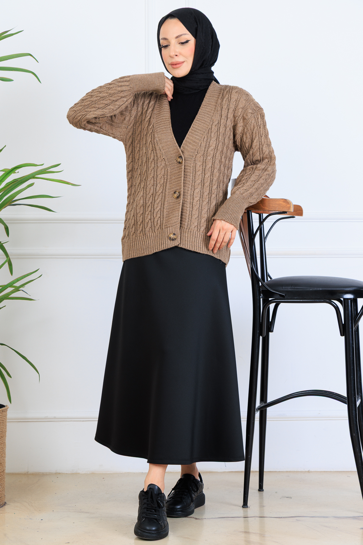 Saç Örgü Kısa Triko Hırka