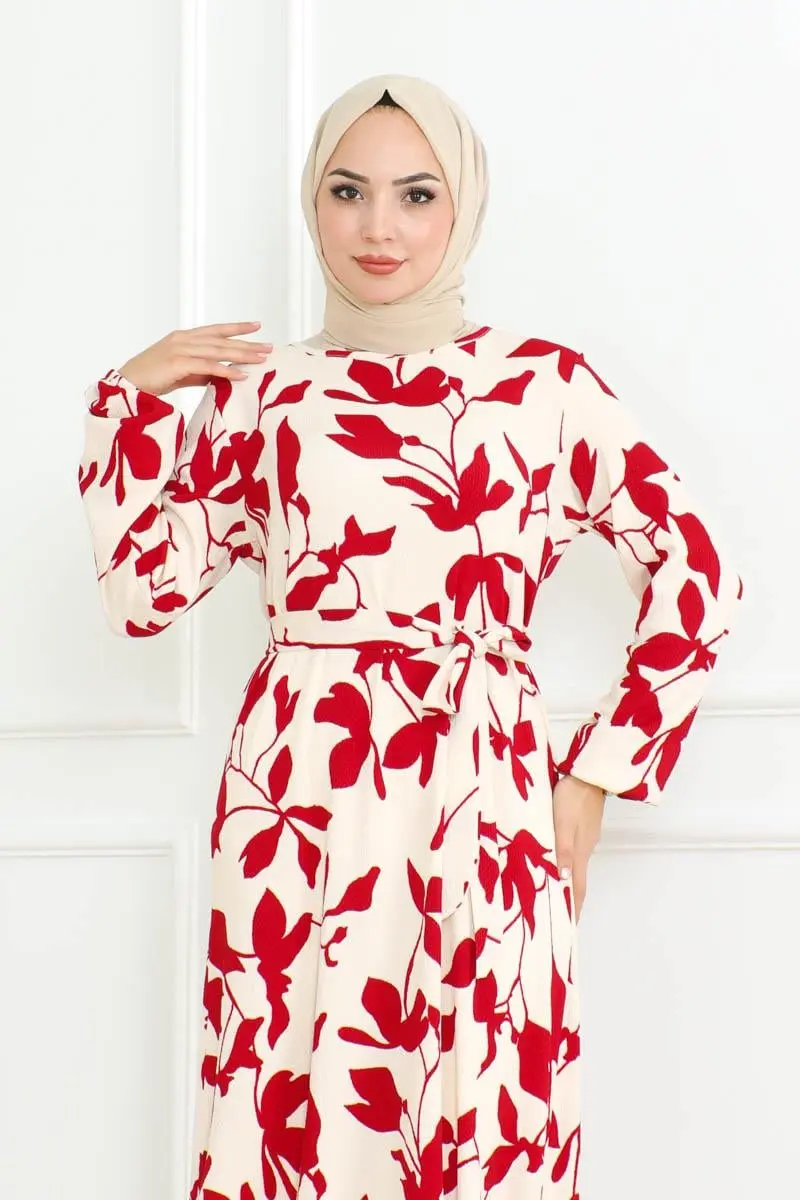 Samara Tesettür Elbise Bordo-detail