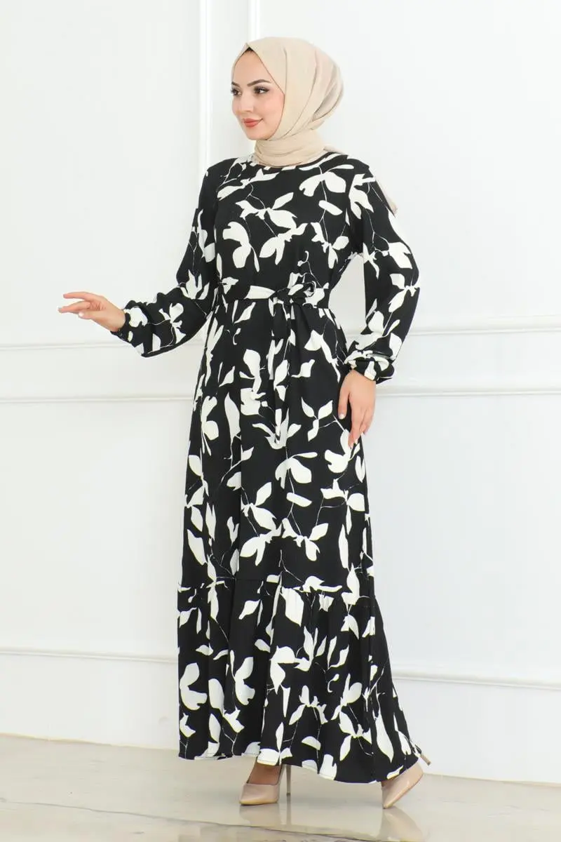 Samara Tesettür Elbise Siyah-detail