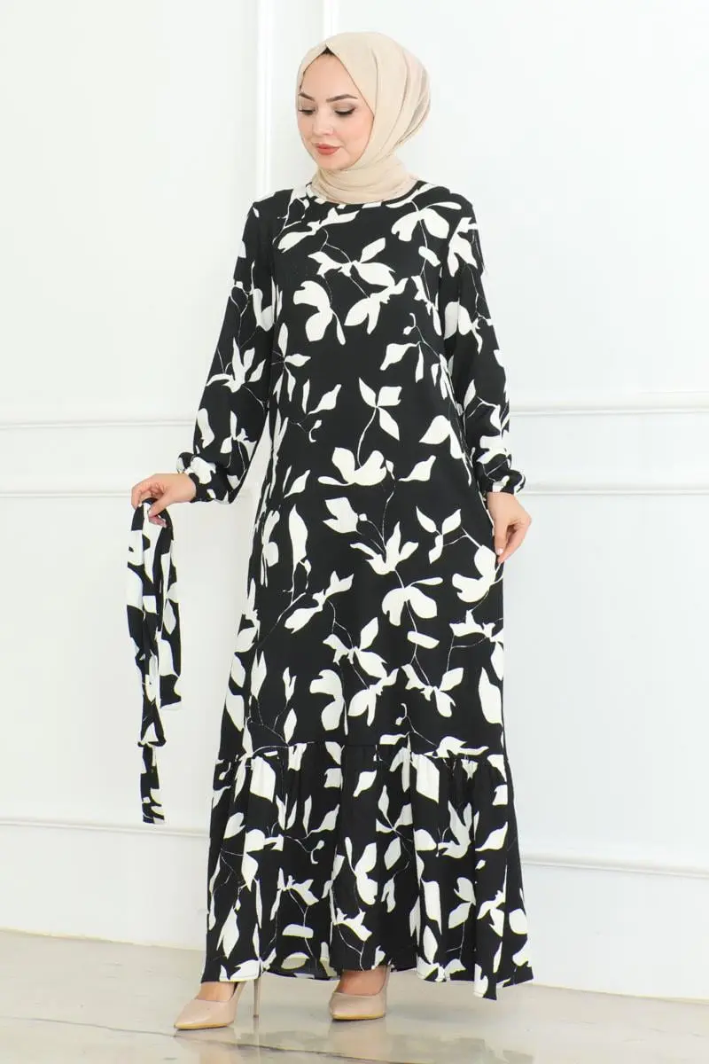 Samara Tesettür Elbise Siyah-detail