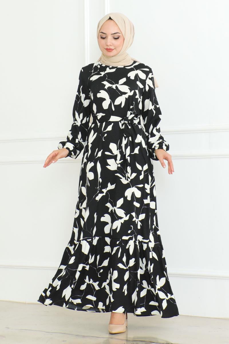 Samara Tesettür Elbise Siyah