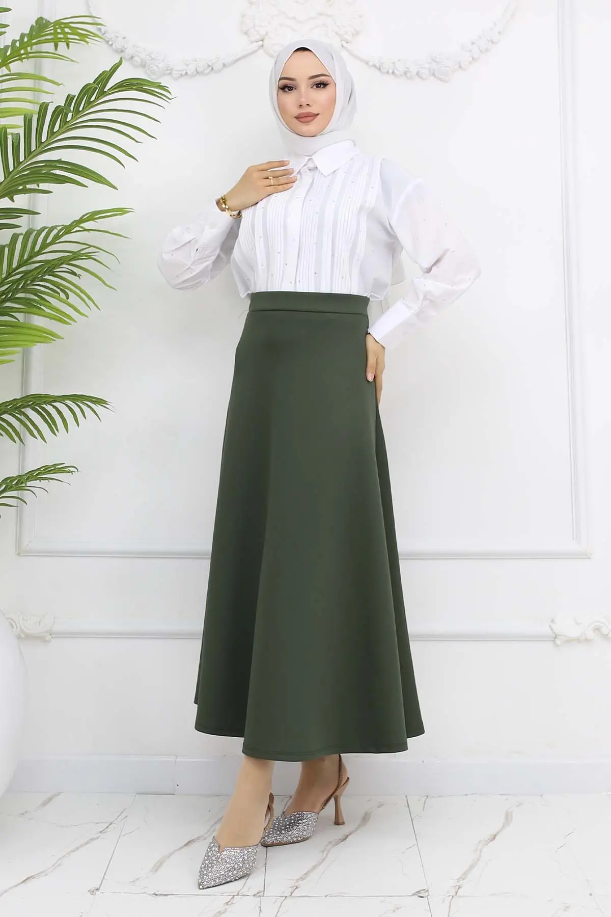 Scuba Kloş Etek Haki 212-detail