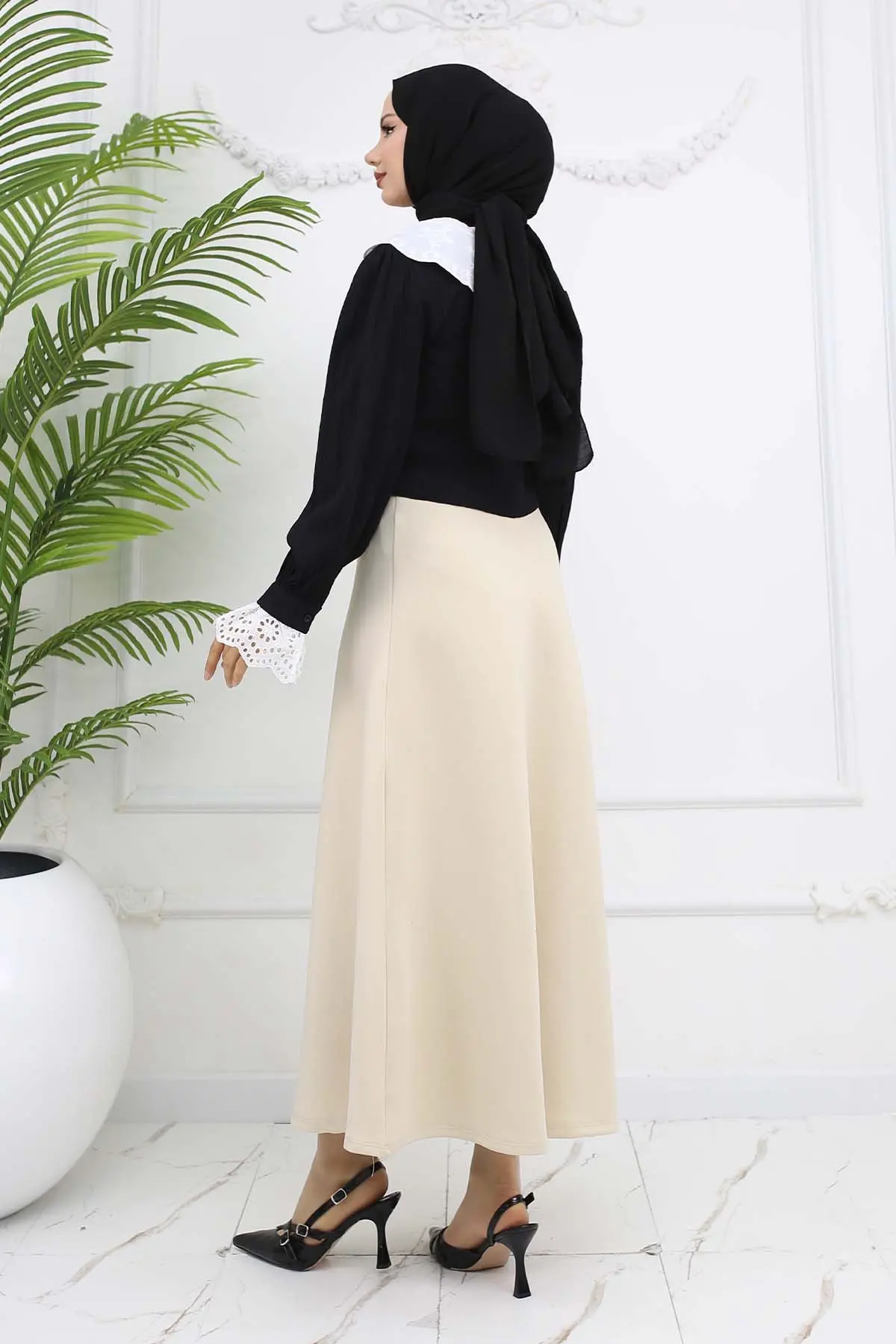 Scuba Kloş Etek Taş Rengi 212-detail