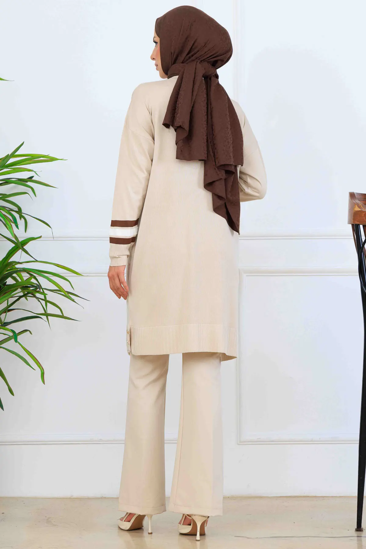 Şerit Detaylı Merserize Tunik-detail