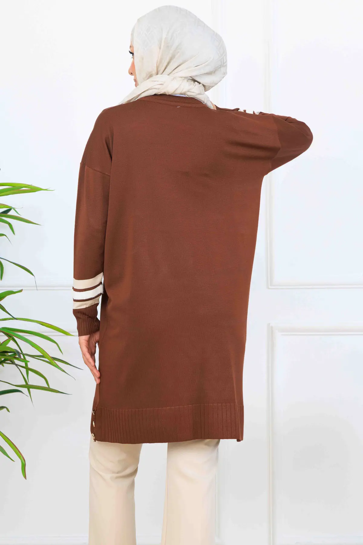 Şerit Detaylı Merserize Tunik-detail