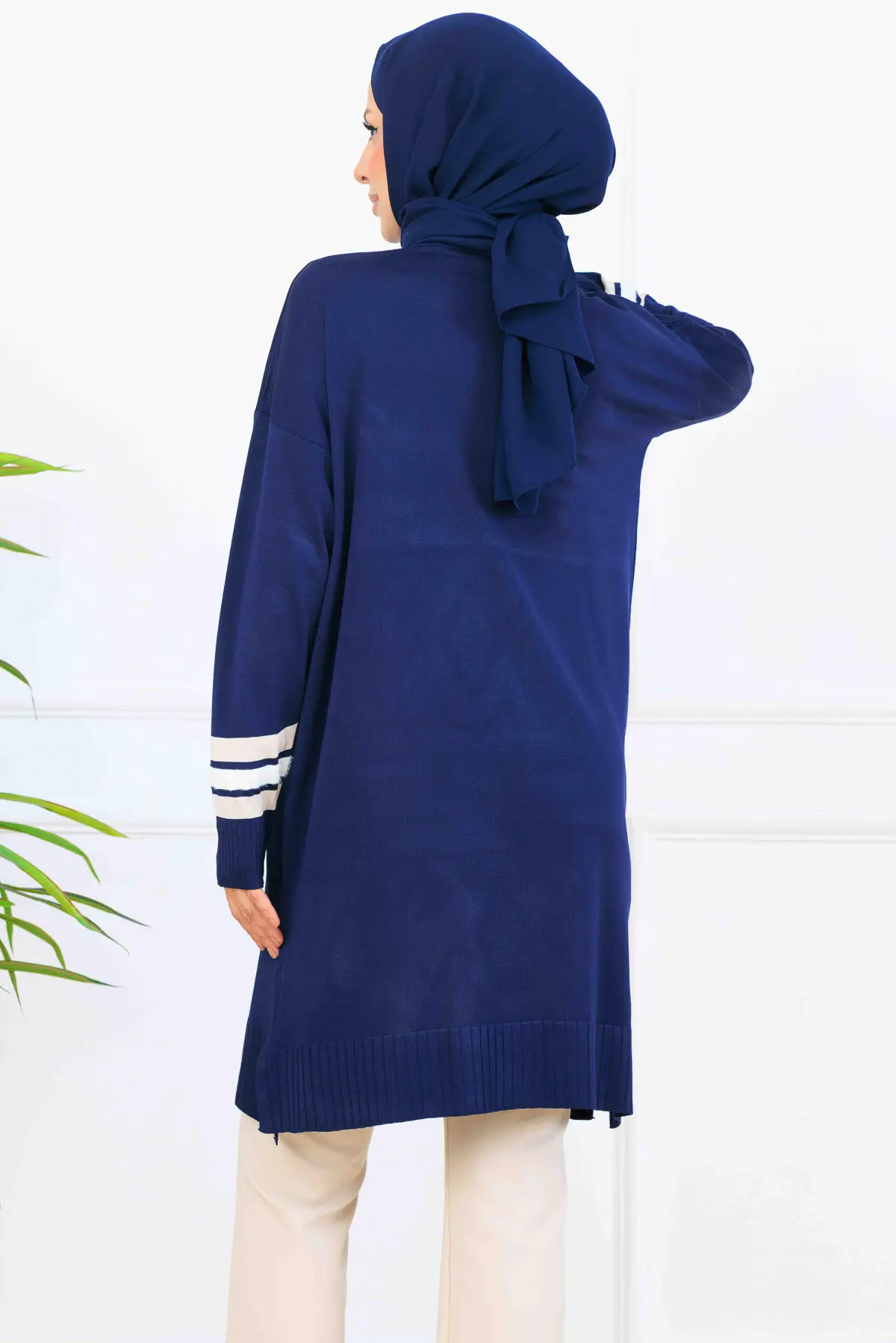 Şerit Detaylı Merserize Tunik-detail