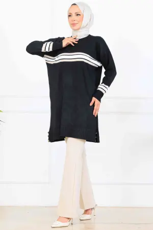 Mercerized Tunic With Stripe Detail