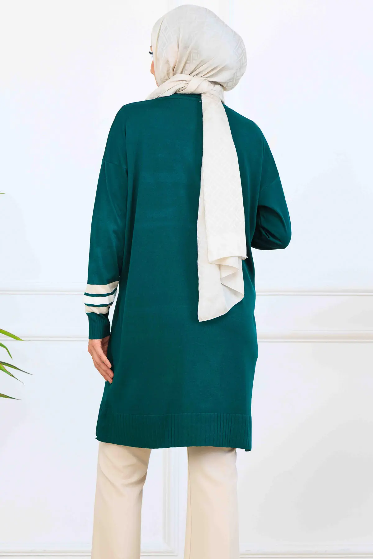 Şerit Detaylı Merserize Tunik-detail