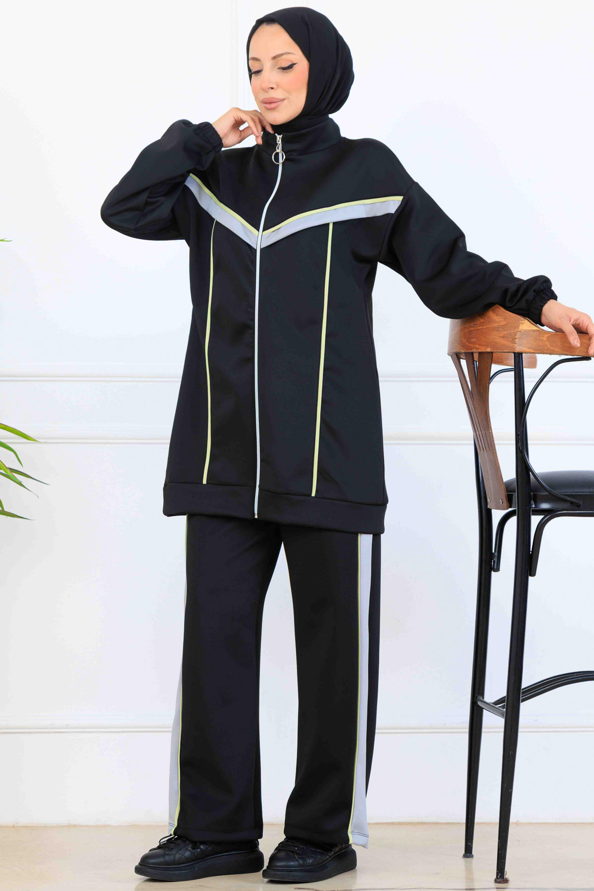 Şerit Detaylı Scuba İkili Takım