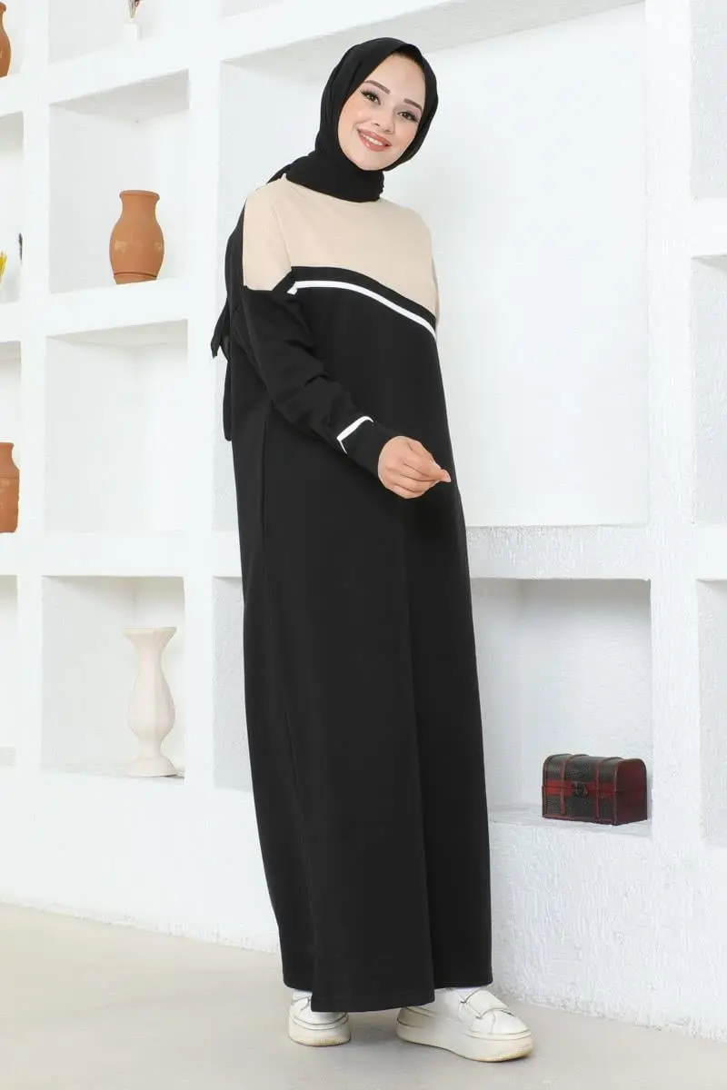 Şerit Detaylı Spor Elbise Siyah-detail