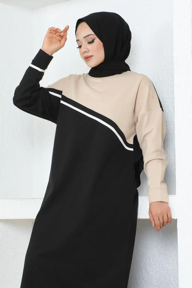 Şerit Detaylı Spor Elbise Siyah-detail