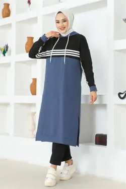 Striped Slit Sports Suit