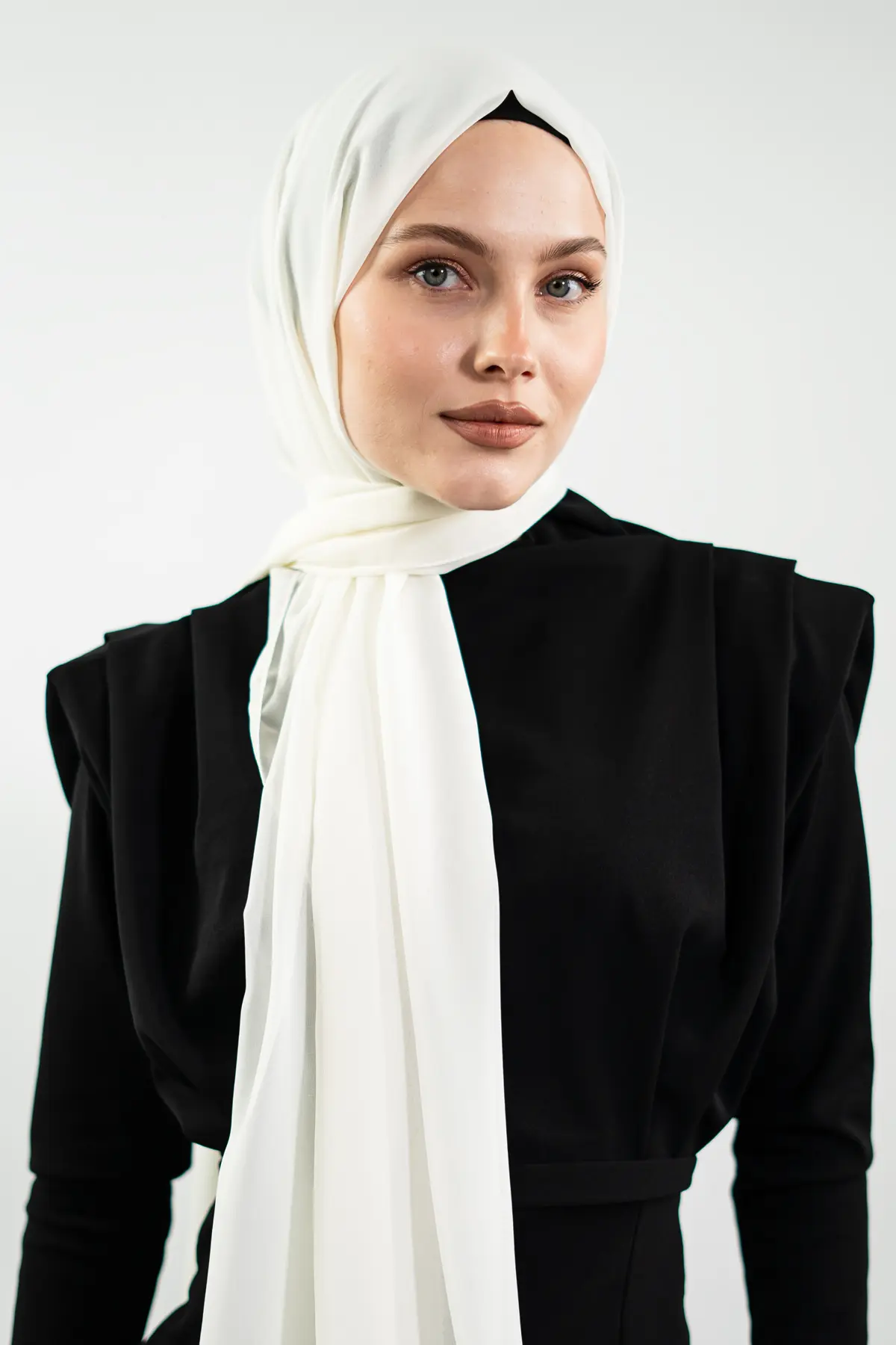 Chiffon Ecru Shawl-detail