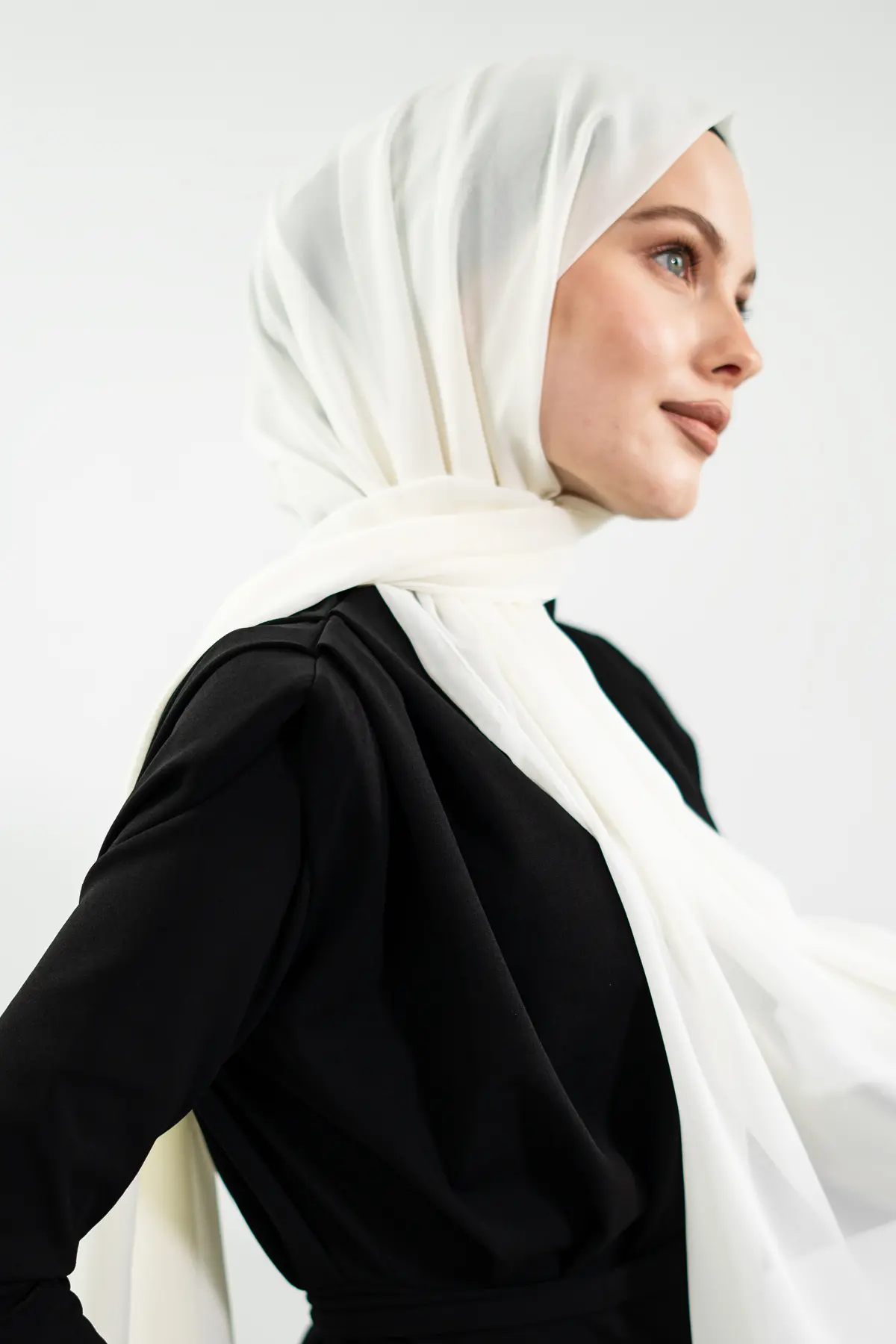 Chiffon Ecru Shawl-detail