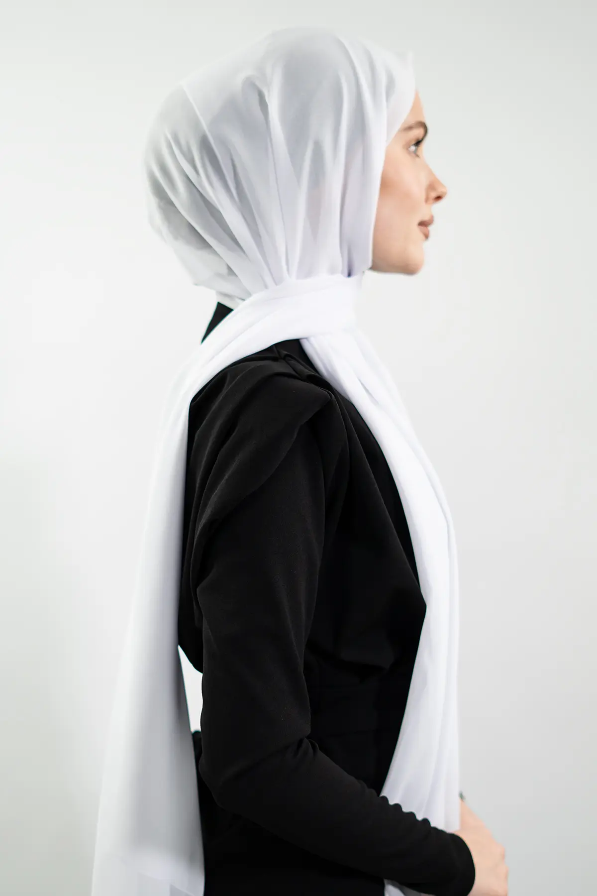 Şifon Beyaz Şal-detail