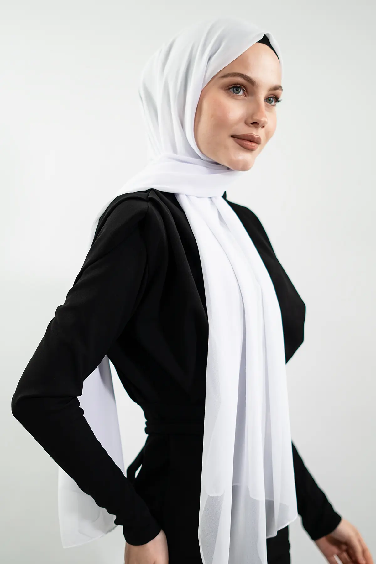 Şifon Beyaz Şal-detail