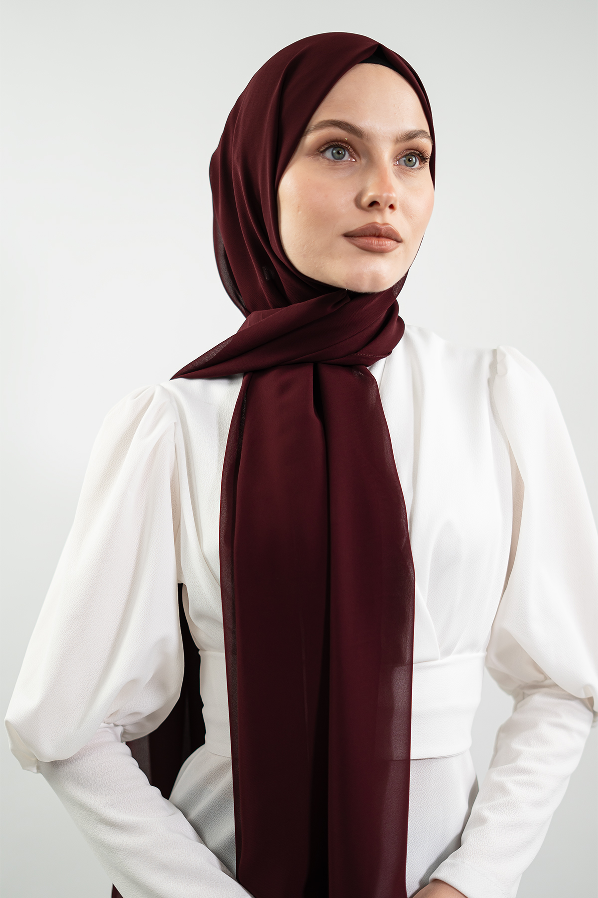 Chiffon Claret Red Shawl