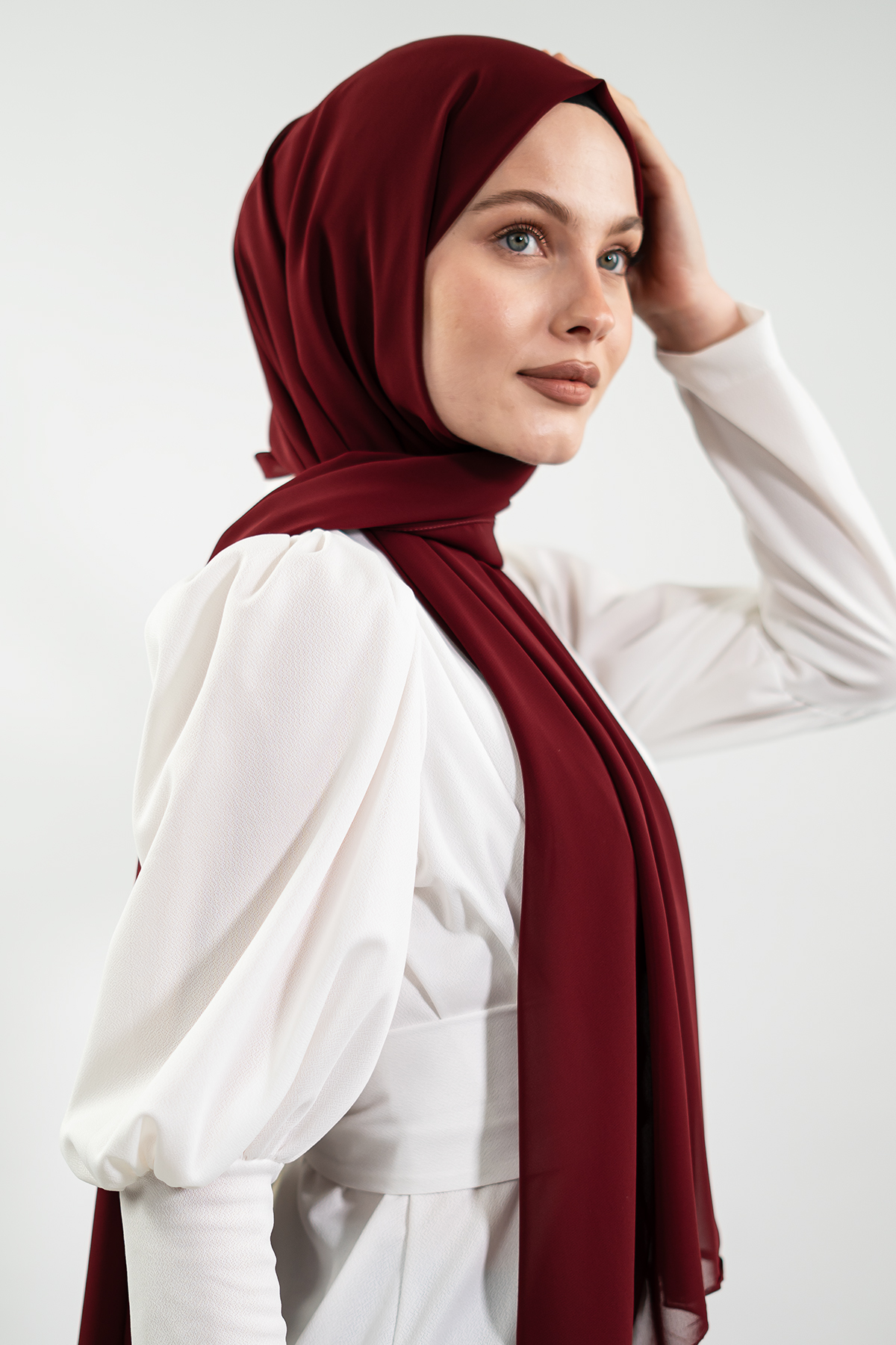 Chiffon Claret Red Shawl