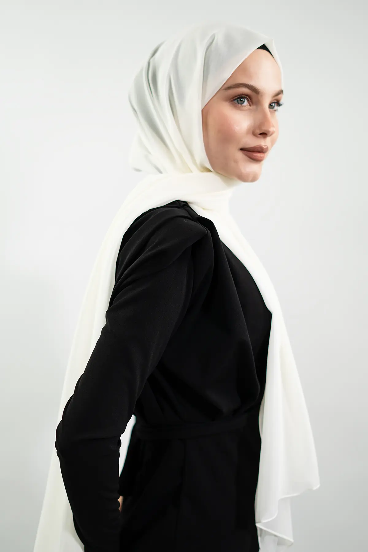 Şifon Ekru Şal-detail