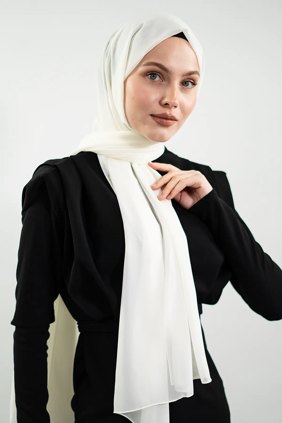 Şifon Ekru Şal-detail